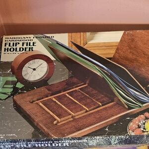 Mahogany Finished Hardwood Flip File Holder